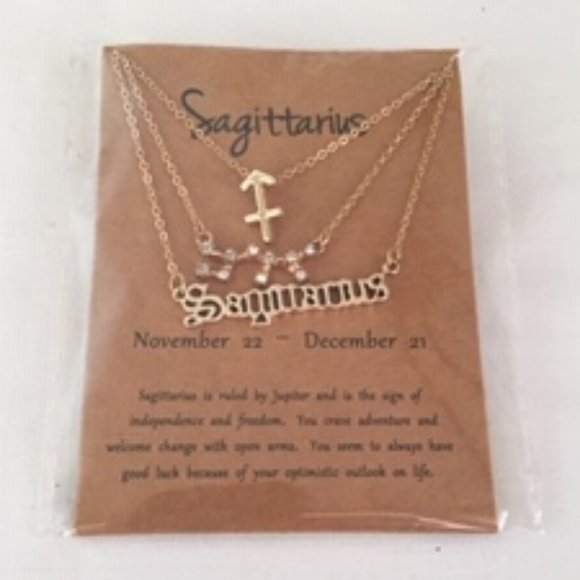 ๐50% OFF/3+..โ 3-piece zodiac Sagittarius link chain necklace set (Gold tone) - Picture 2 of 6